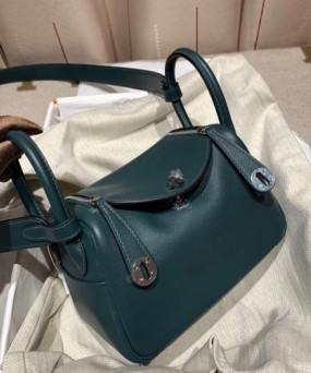 에르메스 미니 린디백19 그린 은장